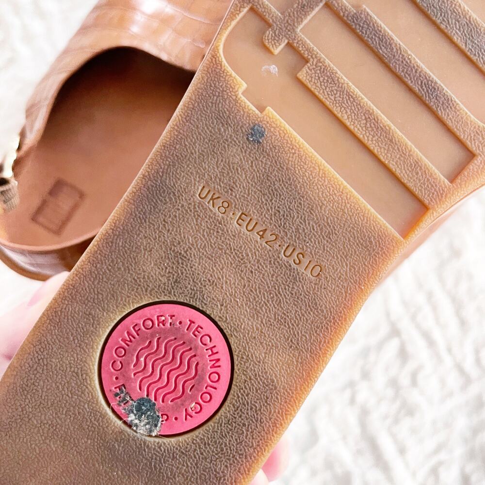 FitFlop Eloise Croc Embossed Leather Wedge Sandals in Light Tan - Picture 9 of 9